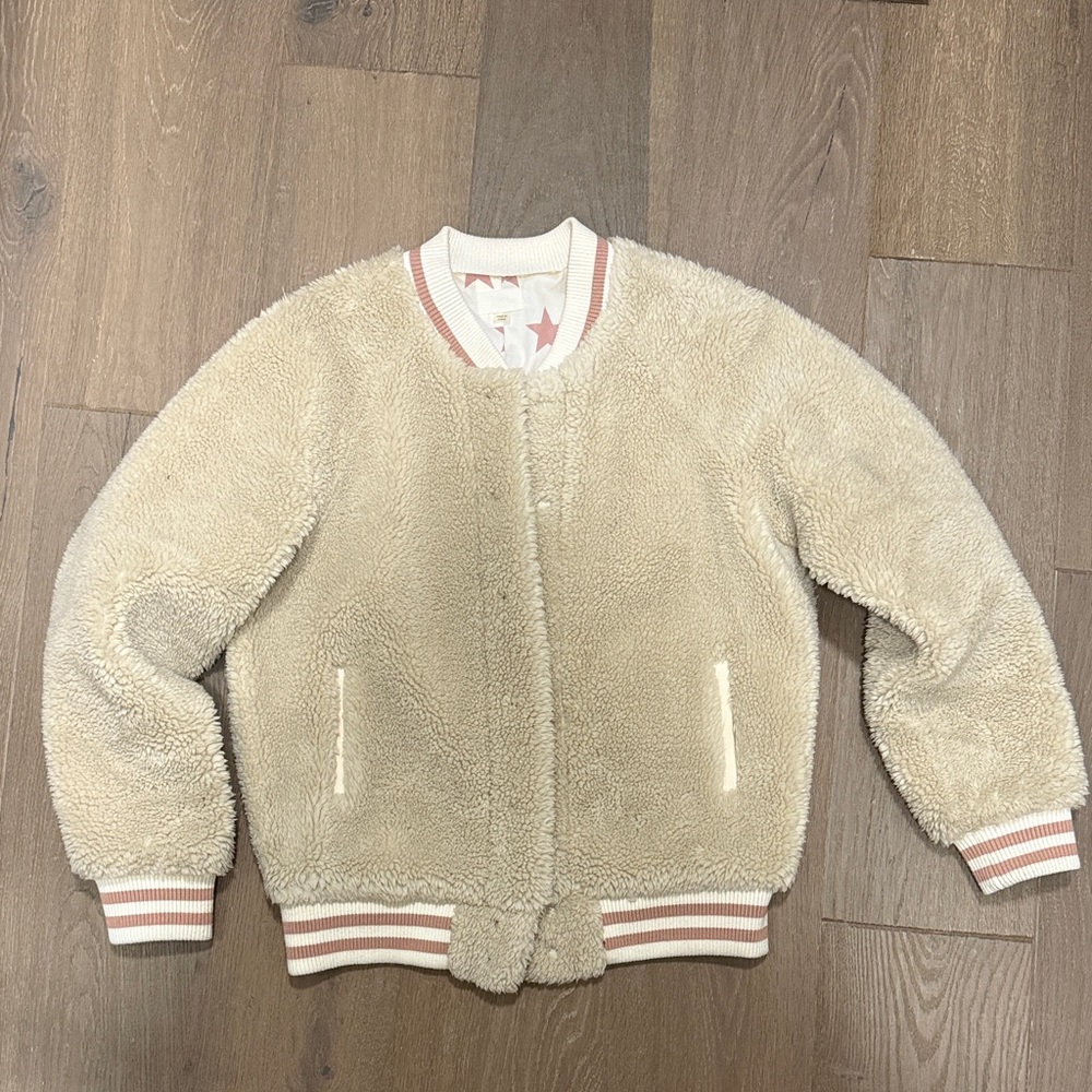 Cream Sherpa Bomber Jacket